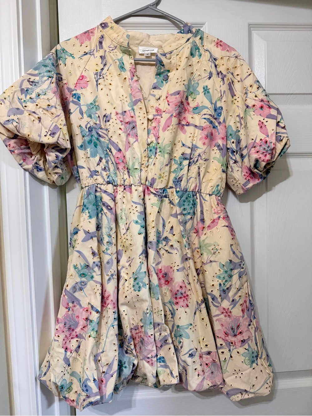 Cream Floral Eyelet Dress